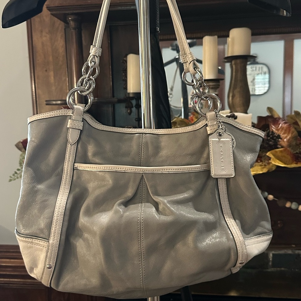 Coach Gray Leather Shoulder Bag